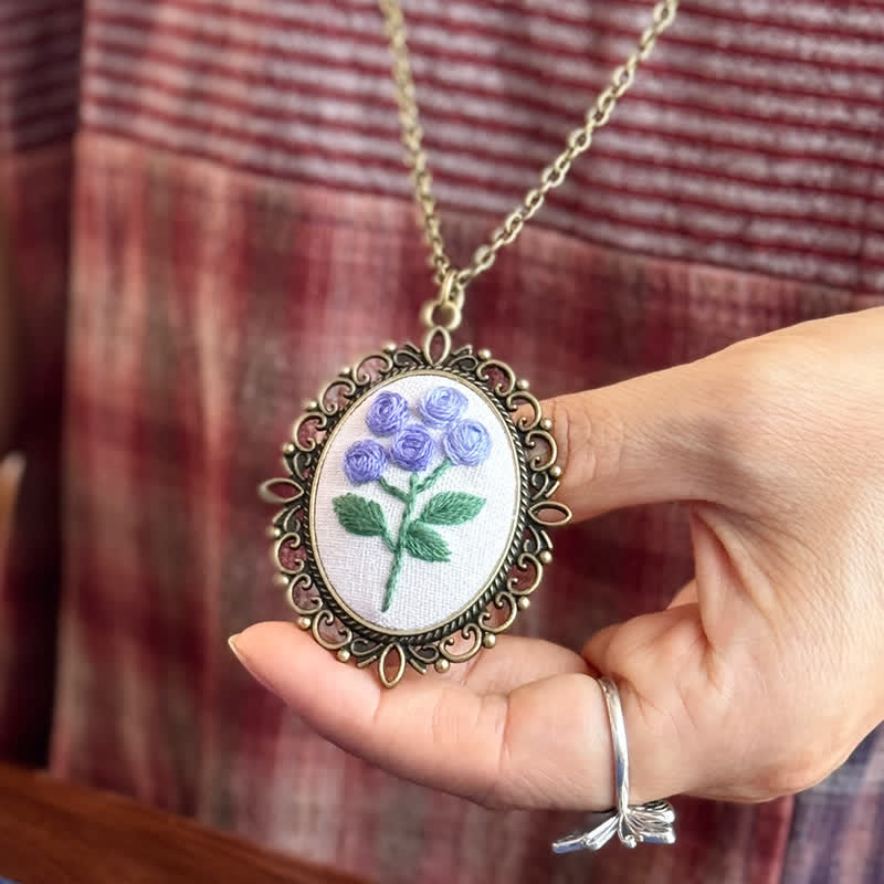 Hand Embroidered Pendant Necklace - image 3