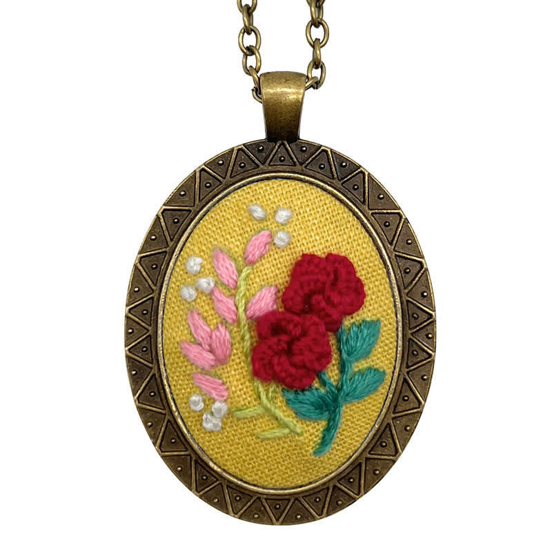 Hand Embroidered Pendant Necklace - Pattern 5 - image 8