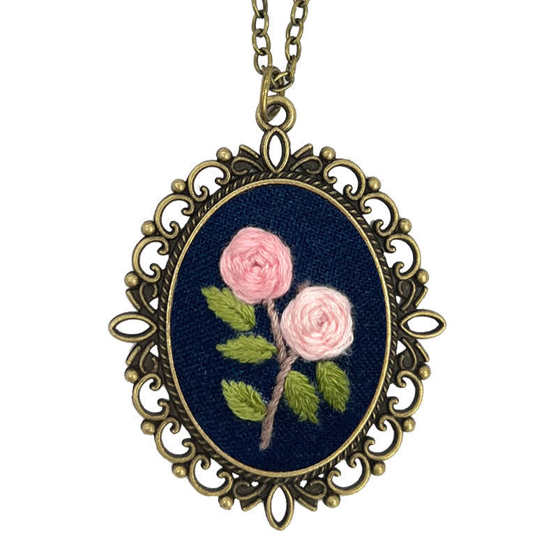 Hand Embroidered Pendant Necklace - Pattern 4 - image 7