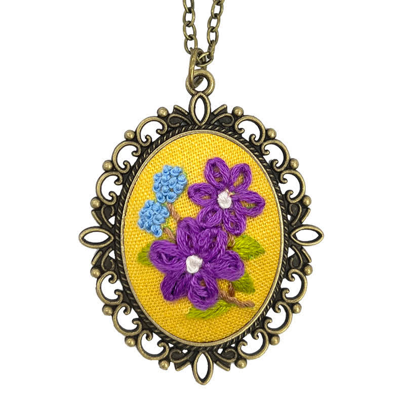 Hand Embroidered Pendant Necklace - Pattern 12 - image 15