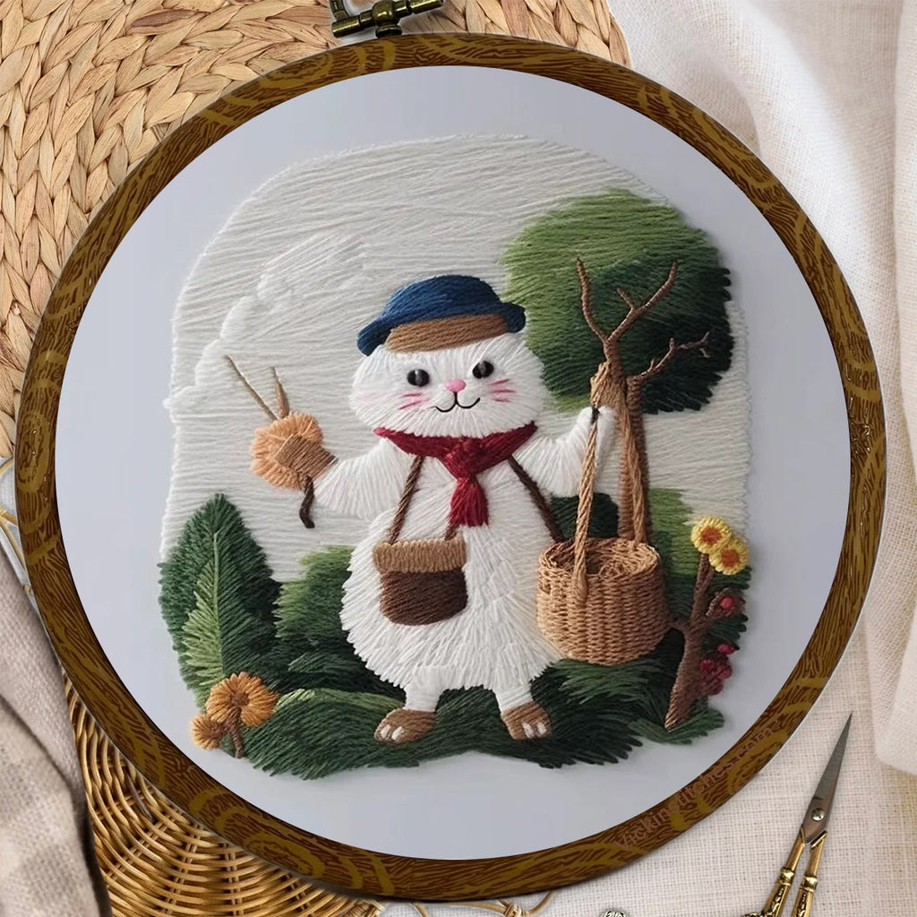 Rubbyoo Embroidery Kit - Forest White Cat - image 2