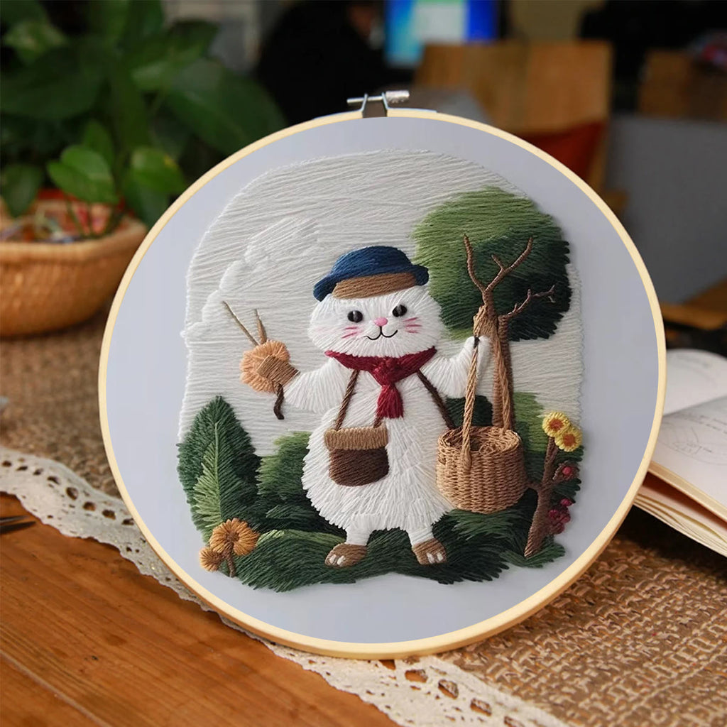 Rubbyoo Embroidery Kit - Forest White Cat - image 6