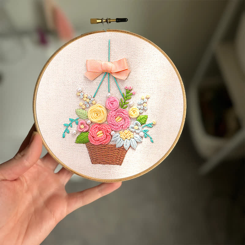 Rubbyoo Embroidery Kit - Basket Of Peonies - image 3