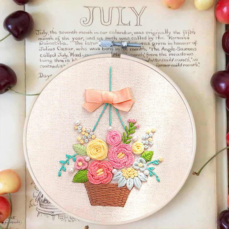 Rubbyoo Embroidery Kit - Basket Of Peonies - image 6