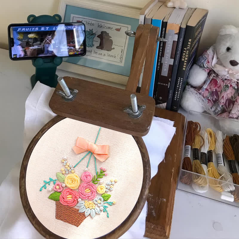 Rubbyoo Embroidery Kit - Basket Of Peonies - image 7