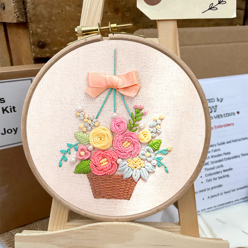 Rubbyoo Embroidery Kit - Basket Of Peonies - image 16