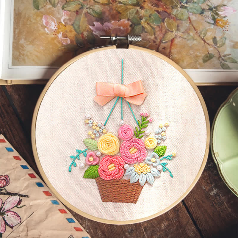 Rubbyoo Embroidery Kit - Basket Of Peonies - image 13