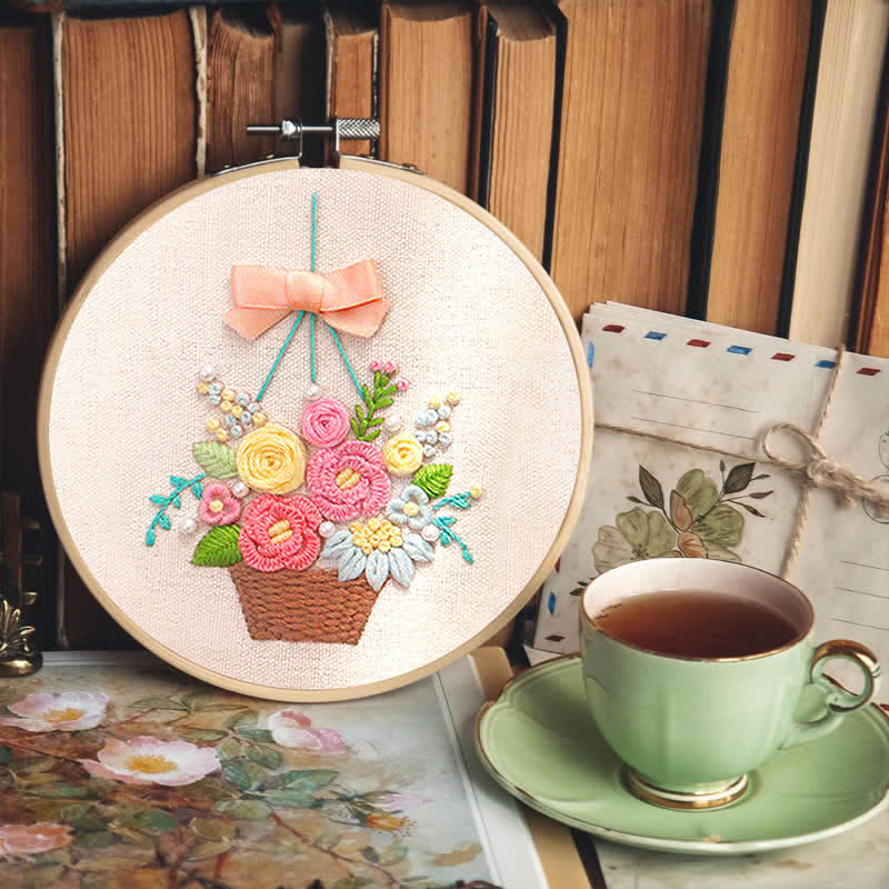 Rubbyoo Embroidery Kit - Basket Of Peonies - image 12