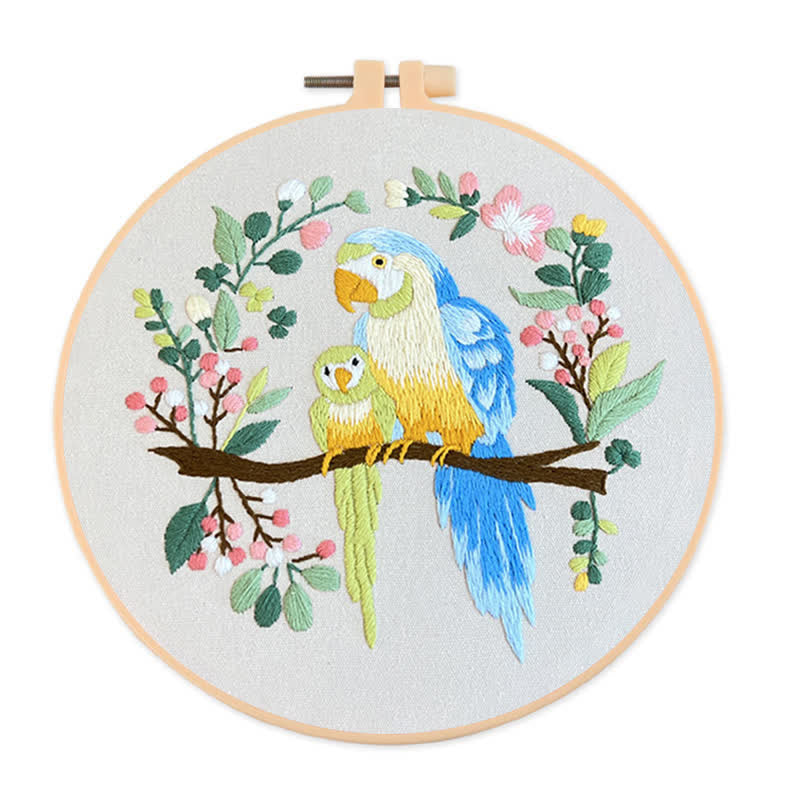 Rubbyoo Embroidery Kit - Loving Parrot Mother and Child - image 1