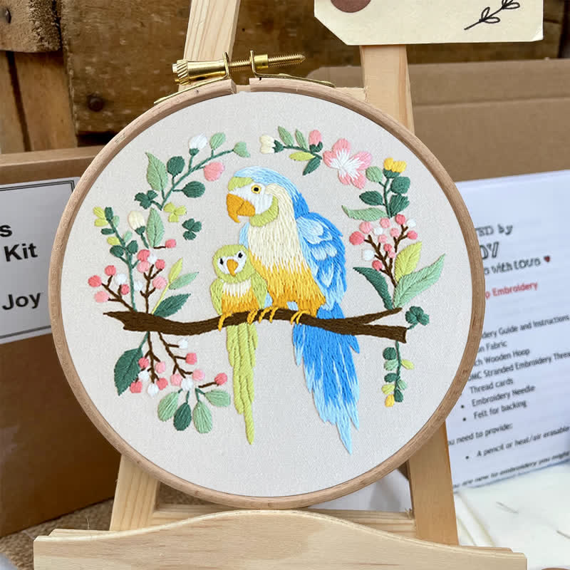 Rubbyoo Embroidery Kit - Loving Parrot Mother and Child - image 5