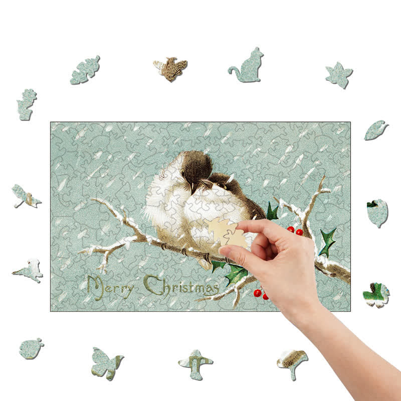 Rubbyoo Merry Christmas Birds - Wooden Jigsaw Puzzle - image 8