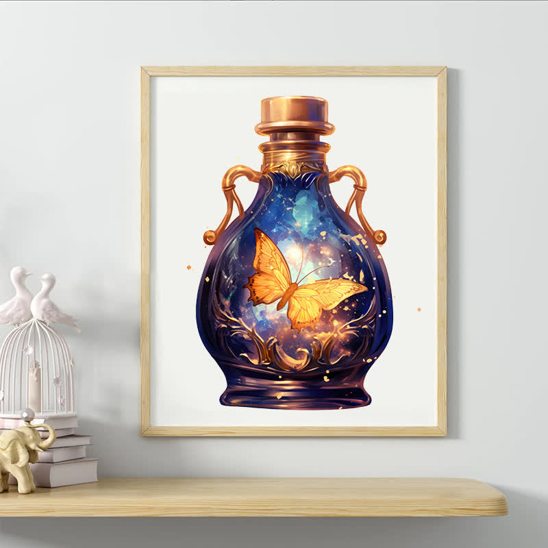 Golden butterfly flying in glass bottle - Wooden Jigsaw Puzzle - image 4
