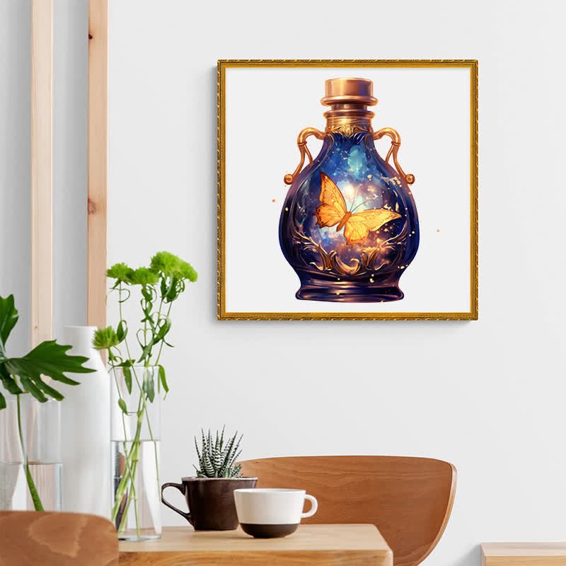 Golden butterfly flying in glass bottle - Wooden Jigsaw Puzzle - image 6