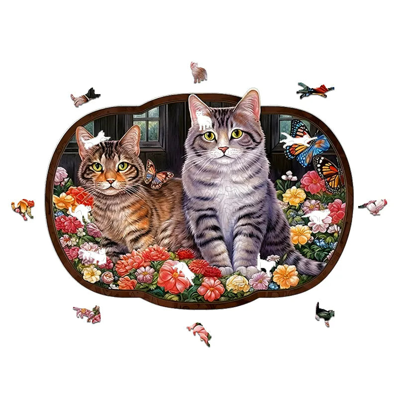 Flowers Cat - Wooden Jigsaw Puzzles - image 2