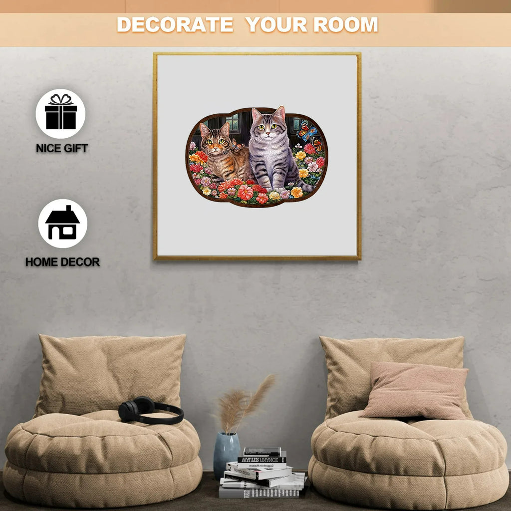 Flowers Cat - Wooden Jigsaw Puzzles - image 4