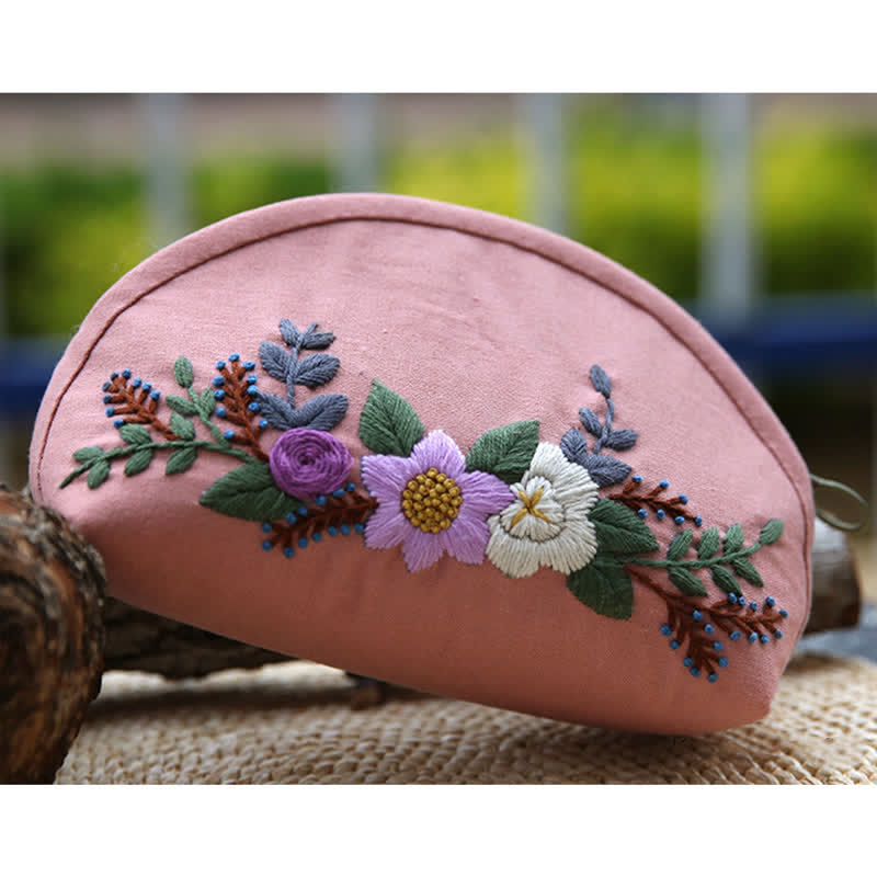 Hand embroidery Cosmetic Bag Kit| Coin Purse Needlework DIY Kit - image 4