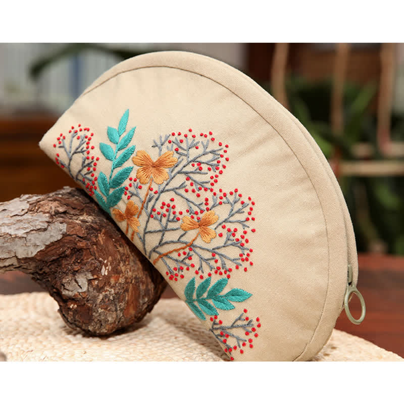 Hand embroidery Cosmetic Bag Kit| Coin Purse Needlework DIY Kit - image 8