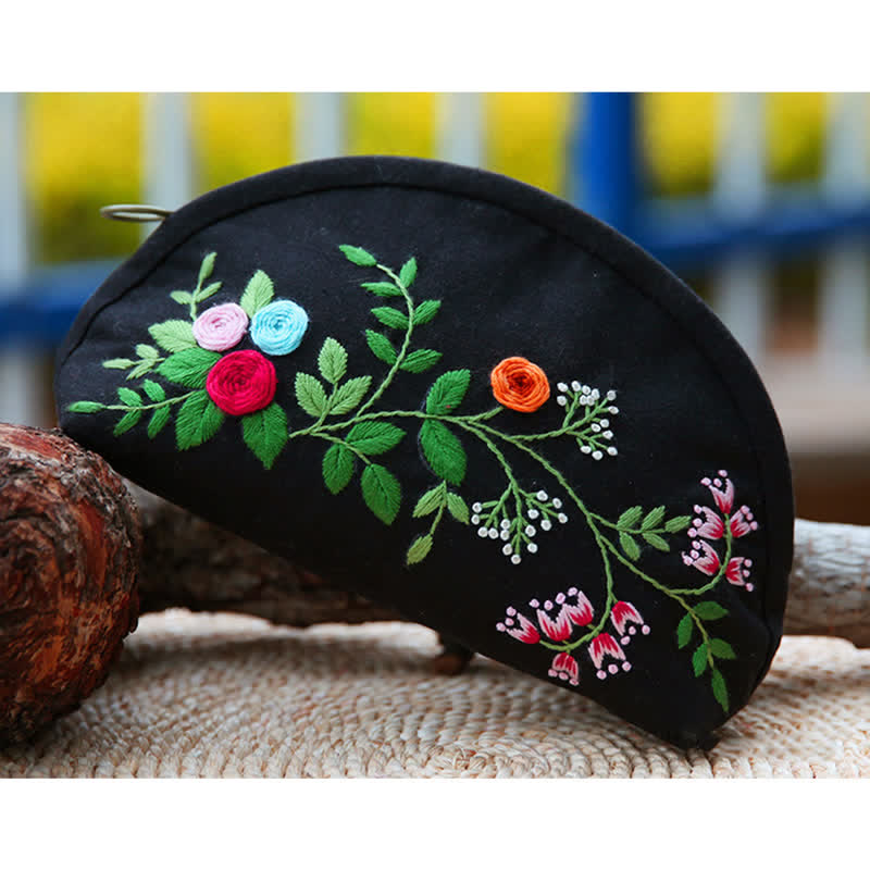 Hand embroidery Cosmetic Bag Kit| Coin Purse Needlework DIY Kit - image 6