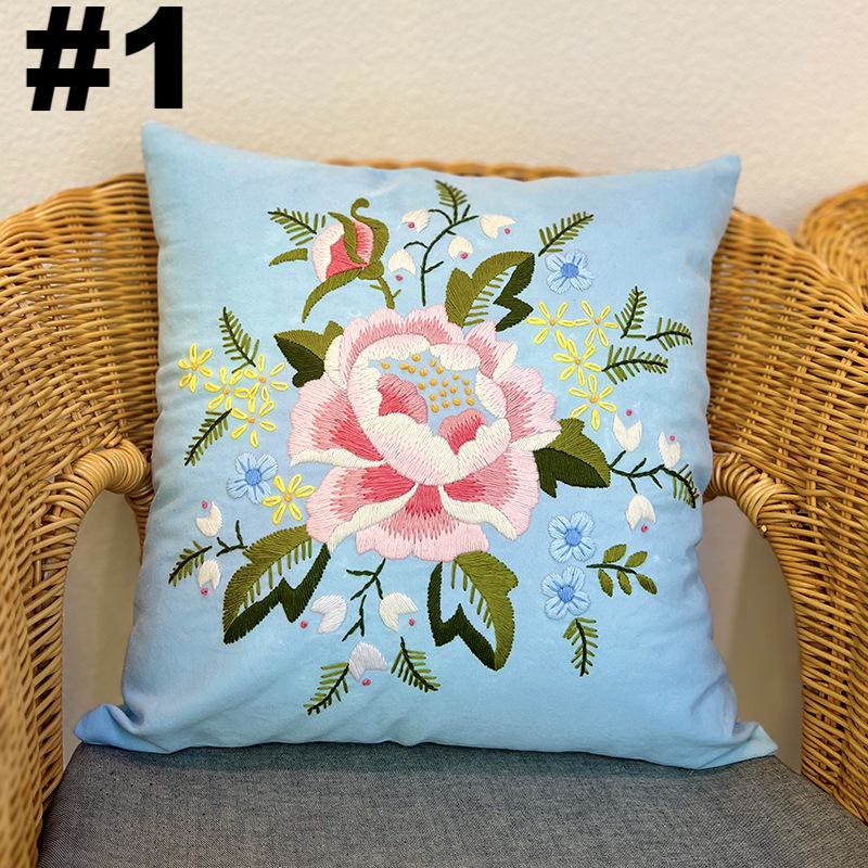 Embroidered Pillow Case Kits  | Wedding Living Room Gift | Diy Sewing Cushion Cover - #1 - image 1