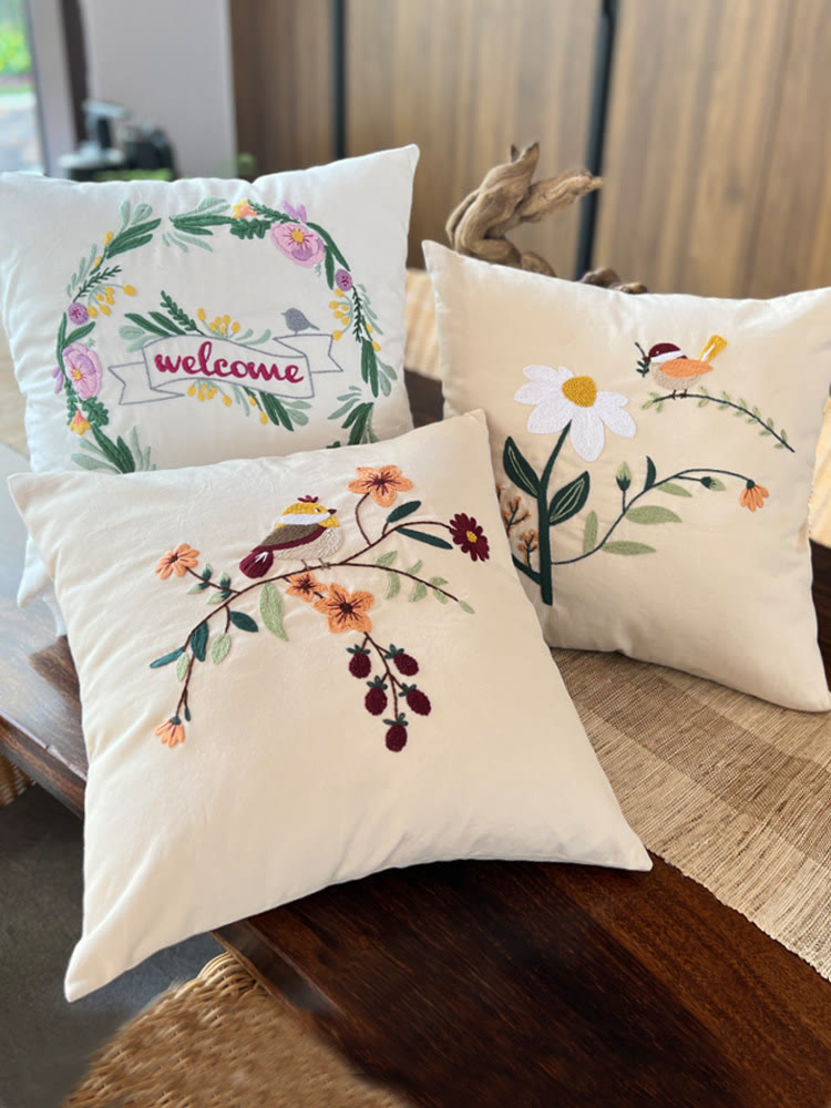 Embroidered Pillow Case Kits  | Wedding Living Room Gift | Diy Sewing Cushion Cover - image 0
