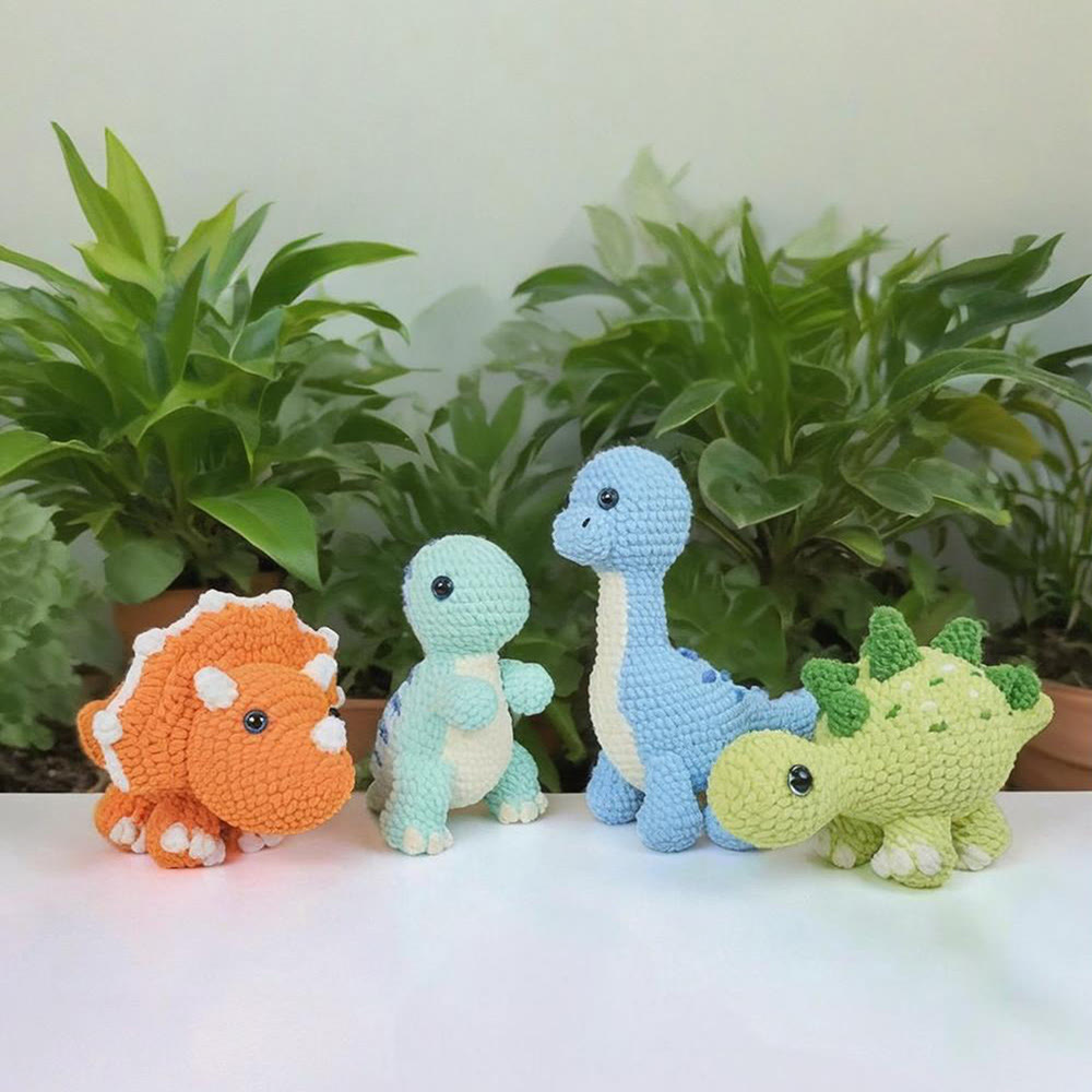 Diy Handmade Dinosaur Series Crochet Kit - Colourful Crochet Doll | Unique Gifts For Kids - image 1