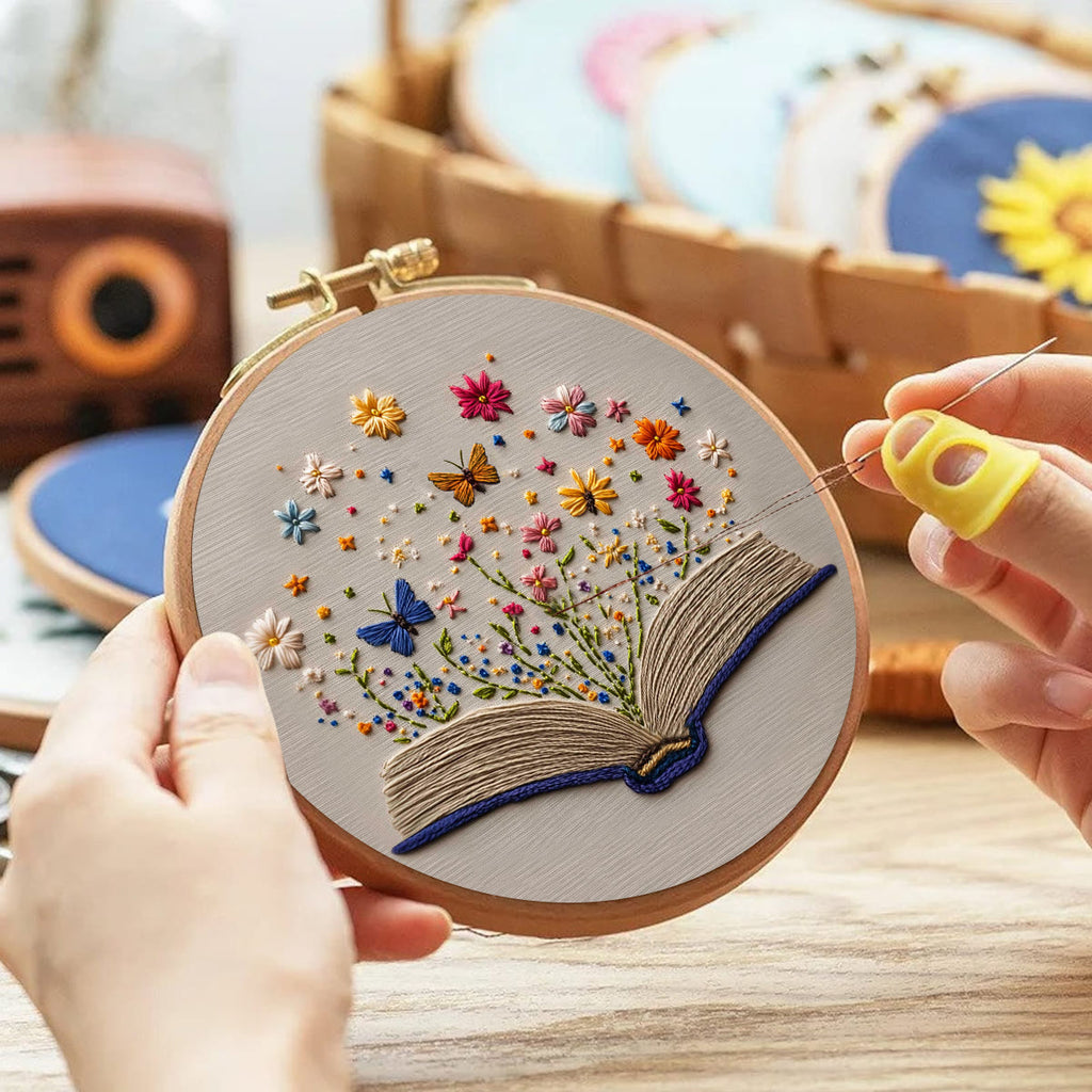 Rubbyoo Embroidery Kit - Butterflies With Blooming Book |  Stitch Set For Beginner  - image 7