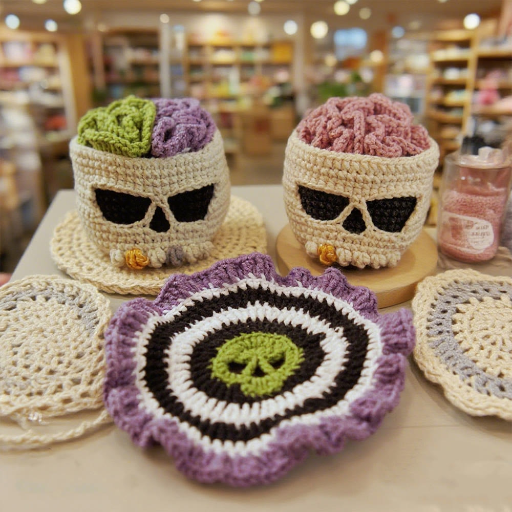 Diy Handmade Skull Coaster Crochet Kit - Easy Needle Work | Creative Home Decoration  - image 7