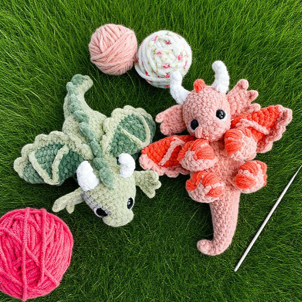 Diy Handmade Combo Dragon Series Crochet Kit - Crochet Plush Doll | Beginner Needlework Set  - Combination B - image 1