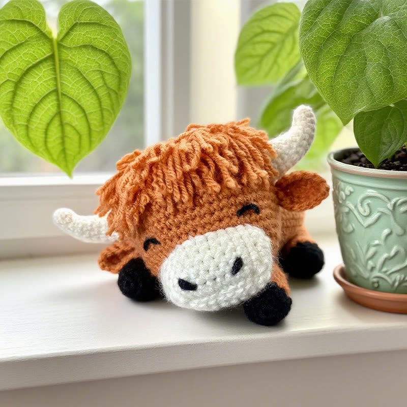 Diy Handmade Lazy Cow Crochet Kit - Cute Needle Handicraft |  Crocheted Doll Gifts - image 1