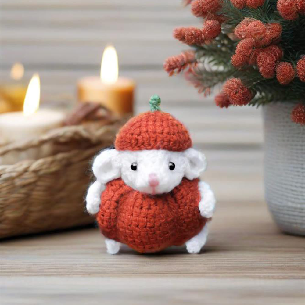 Diy Handmade Mouse In Pumpkin Crochet Kit - Creative Animal Doll | Diy Stylish Key Chain  - Diy Handmade Mouse In Pumpkin Crochet Kit - image 0