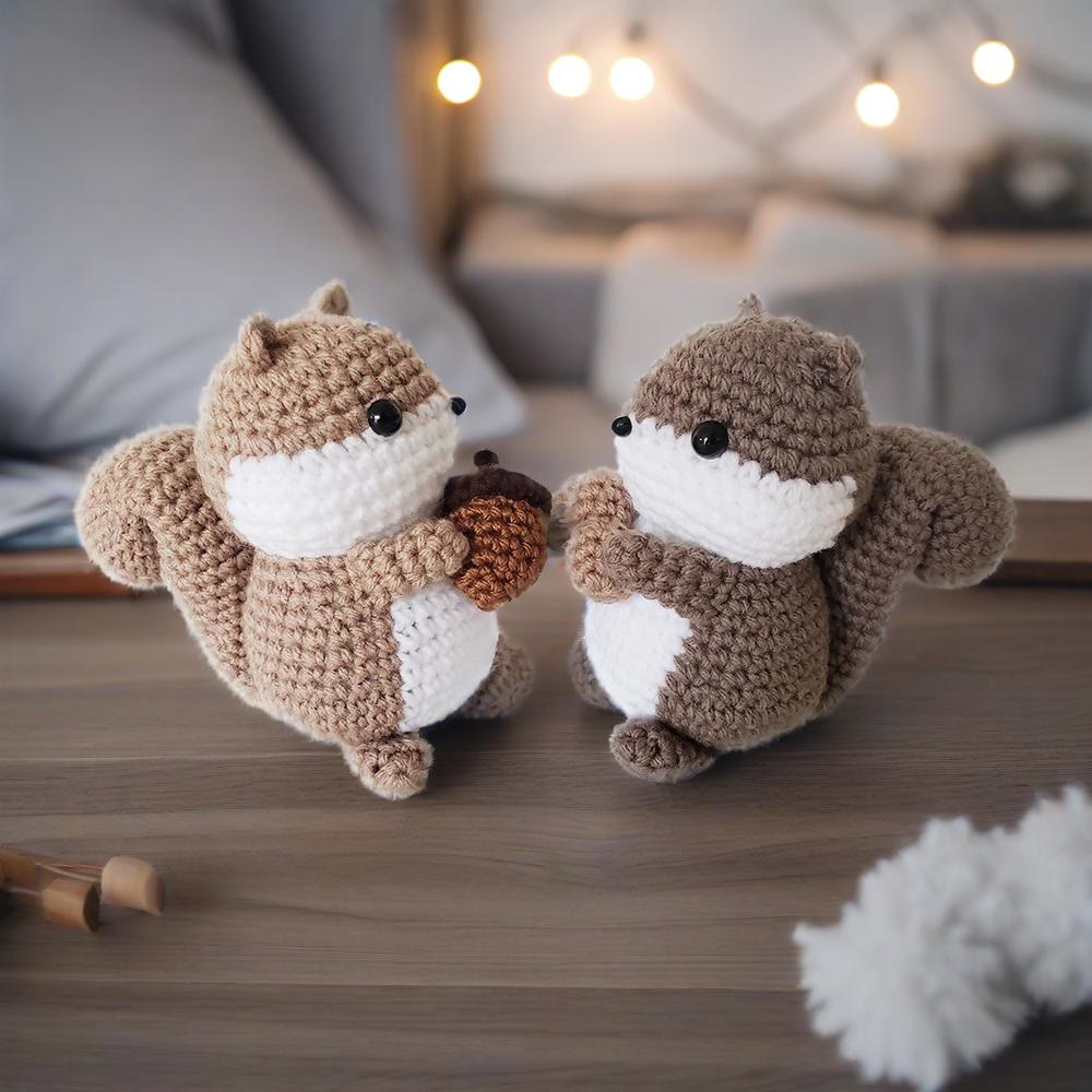Diy Handmade Squirrel Series Crochet Kit - Crocheted Animal Doll | Adorable Gift For Kids - image 0