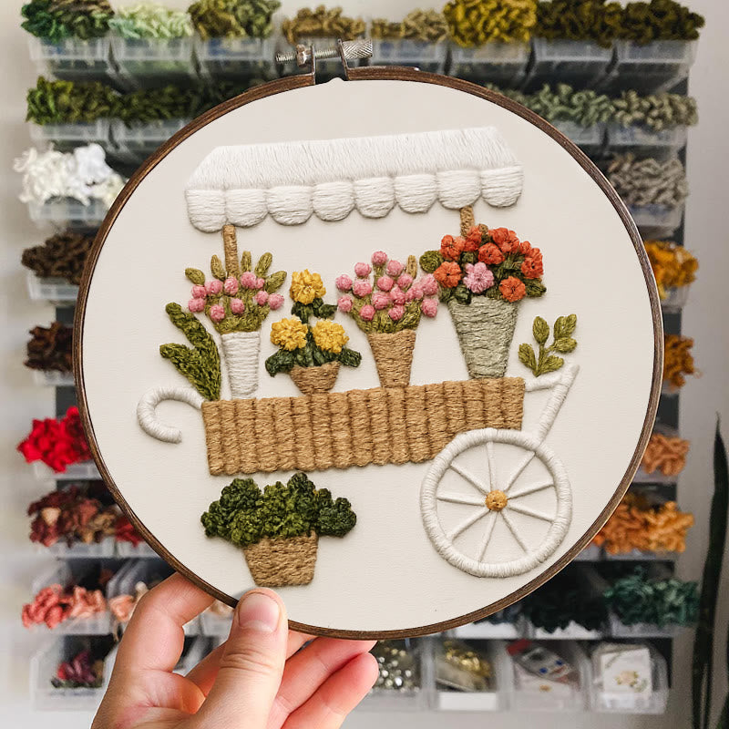 Rubbyoo Embroidery Kit - Charming Floral  Cart | Diy Handmade Craft | Unique Desk Decor - image 9