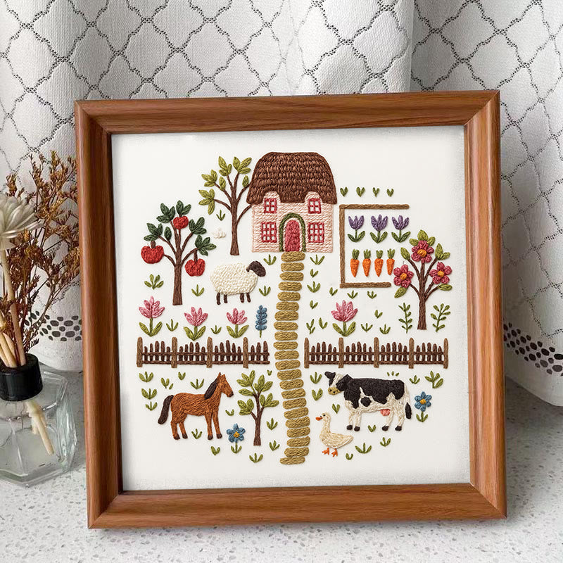 Rubbyoo Embroidery Kit - Harvest Farm | Beautiful Landscape Craft | Perfect Needle Set For Beginner - Embroidery Kit Plus An Extra Frame - image 10