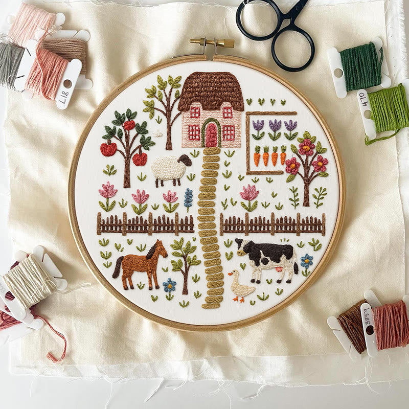 Rubbyoo Embroidery Kit - Harvest Farm | Beautiful Landscape Craft | Perfect Needle Set For Beginner - image 3
