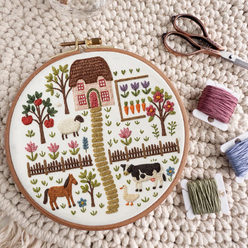 Rubbyoo Embroidery Kit - Harvest Farm | Beautiful Landscape Craft | Perfect Needle Set For Beginner - image 9