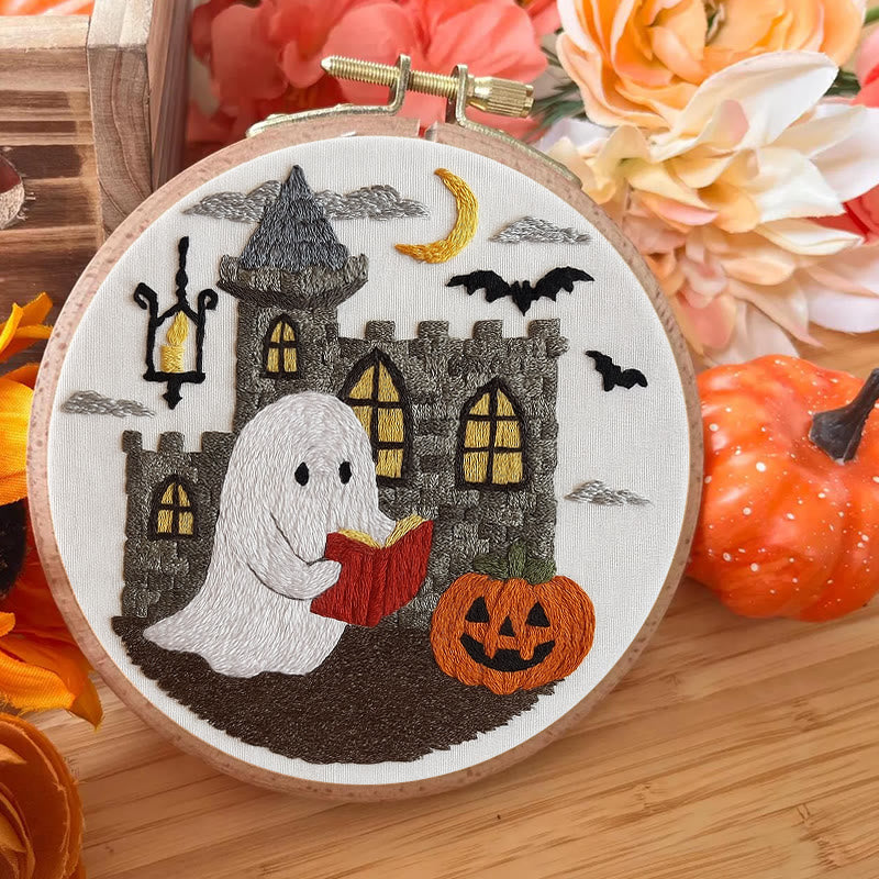 Rubbyoo Embroidery Kit - Halloween Reading Ghost | Creative Wall Hanging | Diy Halloween Decor - image 5