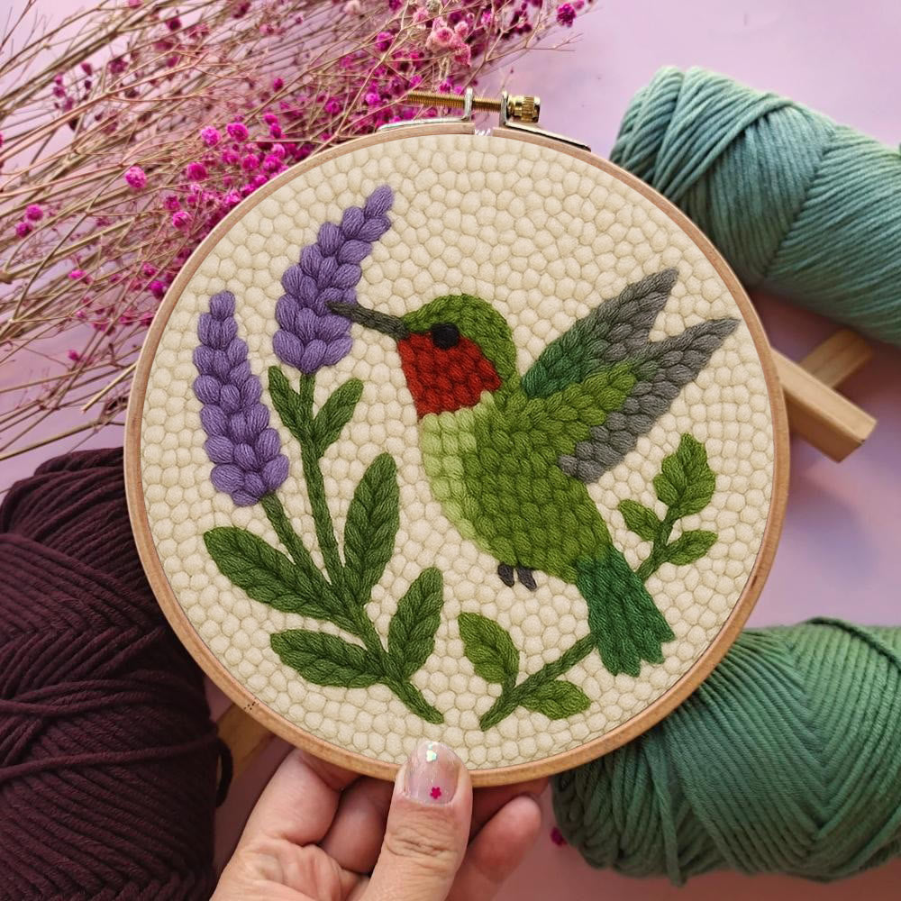 Lavender Hummingbird  Punch Needle Kit - Lovely Bird Handicraft | Gift For Bird Enthusiasts - image 3