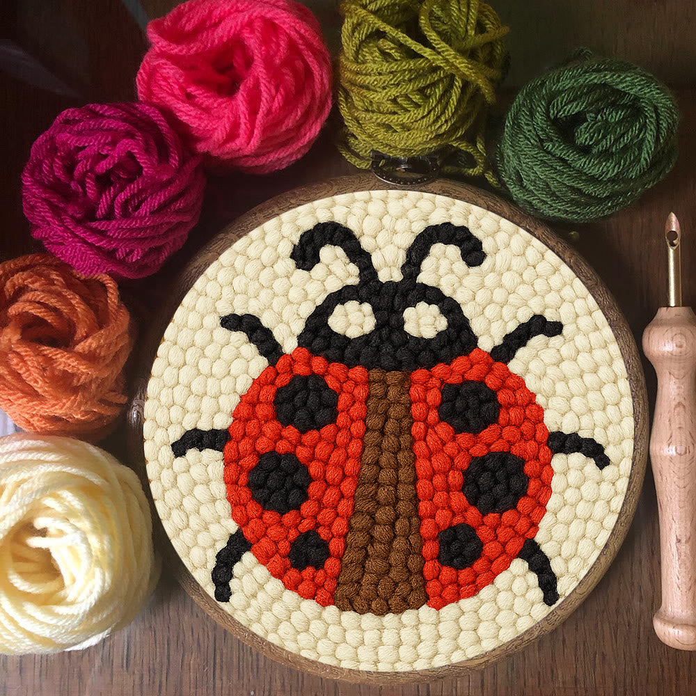 Ladybug Punch Needle Kit - Beginner Needlework Kit | Diy Yarn Craft  - image 2