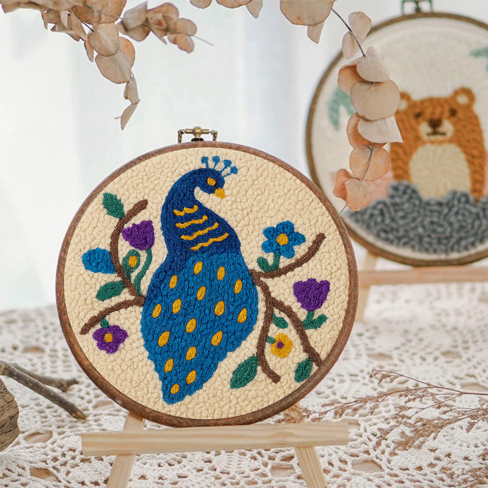 Charming Peacock Punch Needle Kit - Unique Room Decoration  | Nice Handicraft For Animal Lovers - image 9