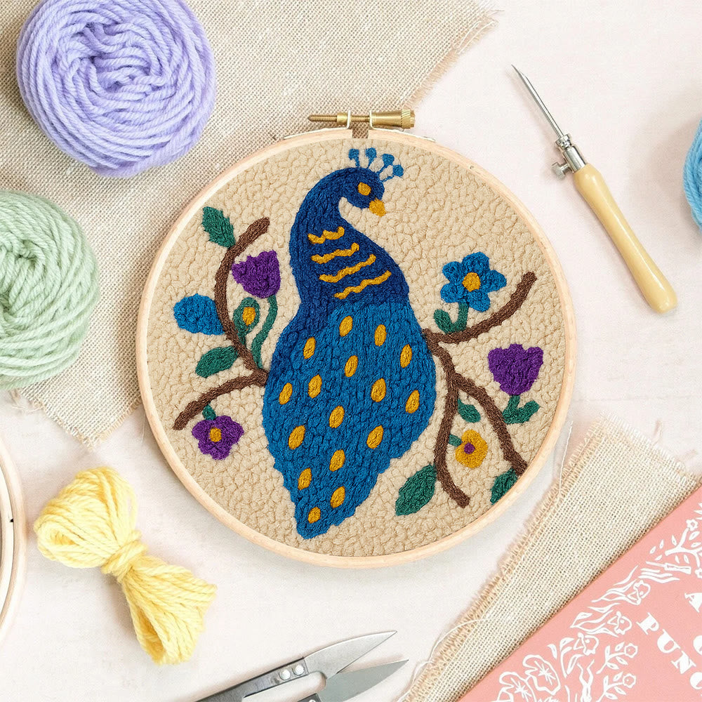 Charming Peacock Punch Needle Kit - Unique Room Decoration  | Nice Handicraft For Animal Lovers - image 6