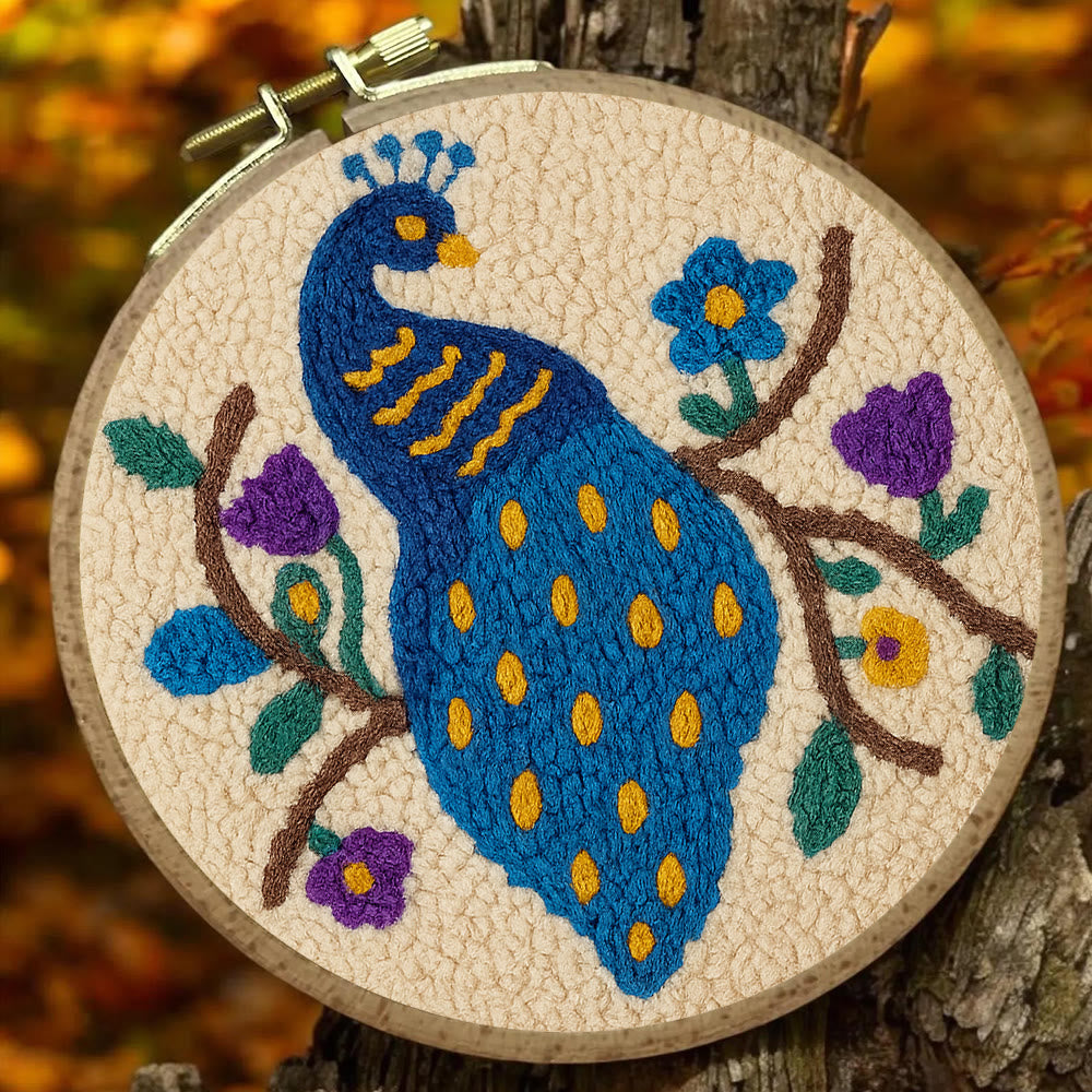 Charming Peacock Punch Needle Kit - Unique Room Decoration  | Nice Handicraft For Animal Lovers - image 2
