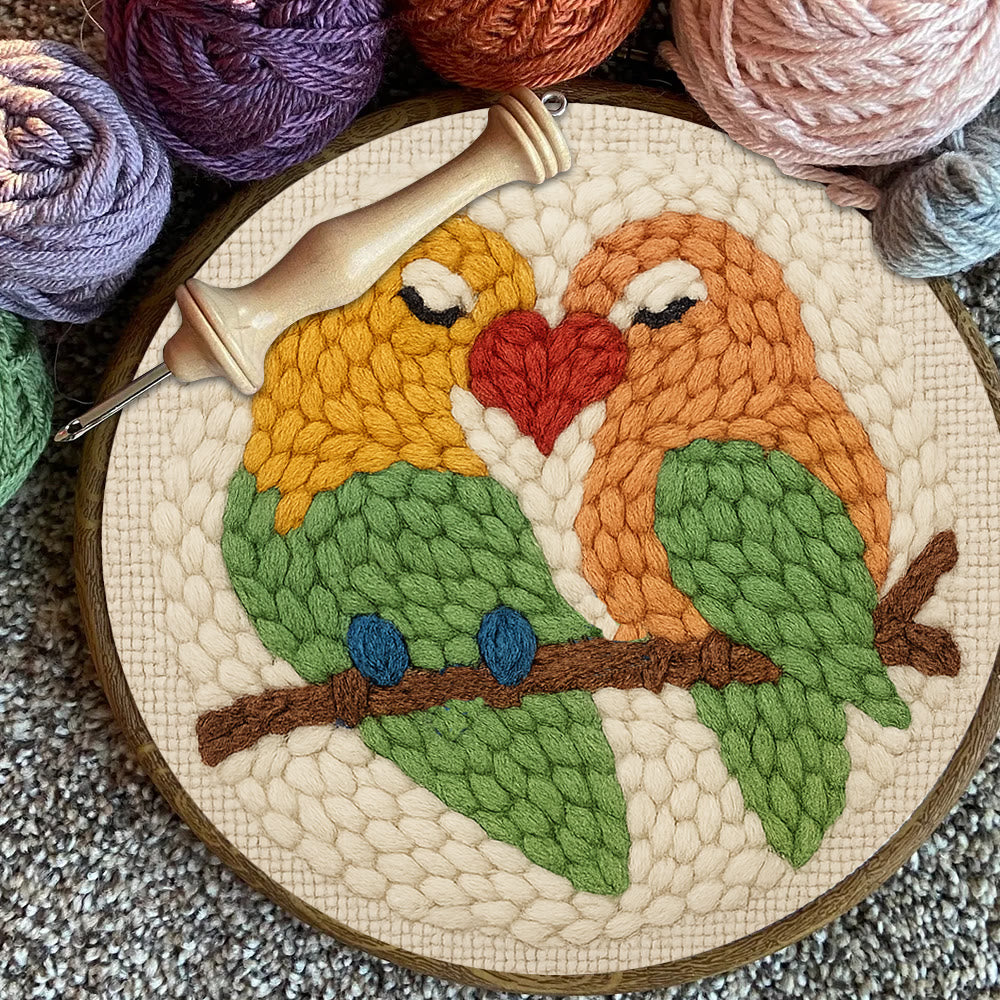 Parrots In Love Punch Needle Kit - Valentine Handicraft For Lover | Unique Gifts For Wedding  - image 5