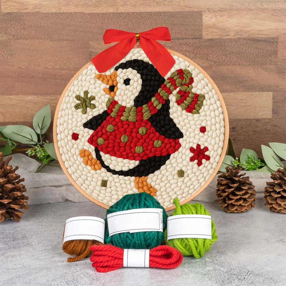  Rotating Penguin Punch Needle Kit - Christmas Wall Hanging Craft | Winter House Ornament  - image 8