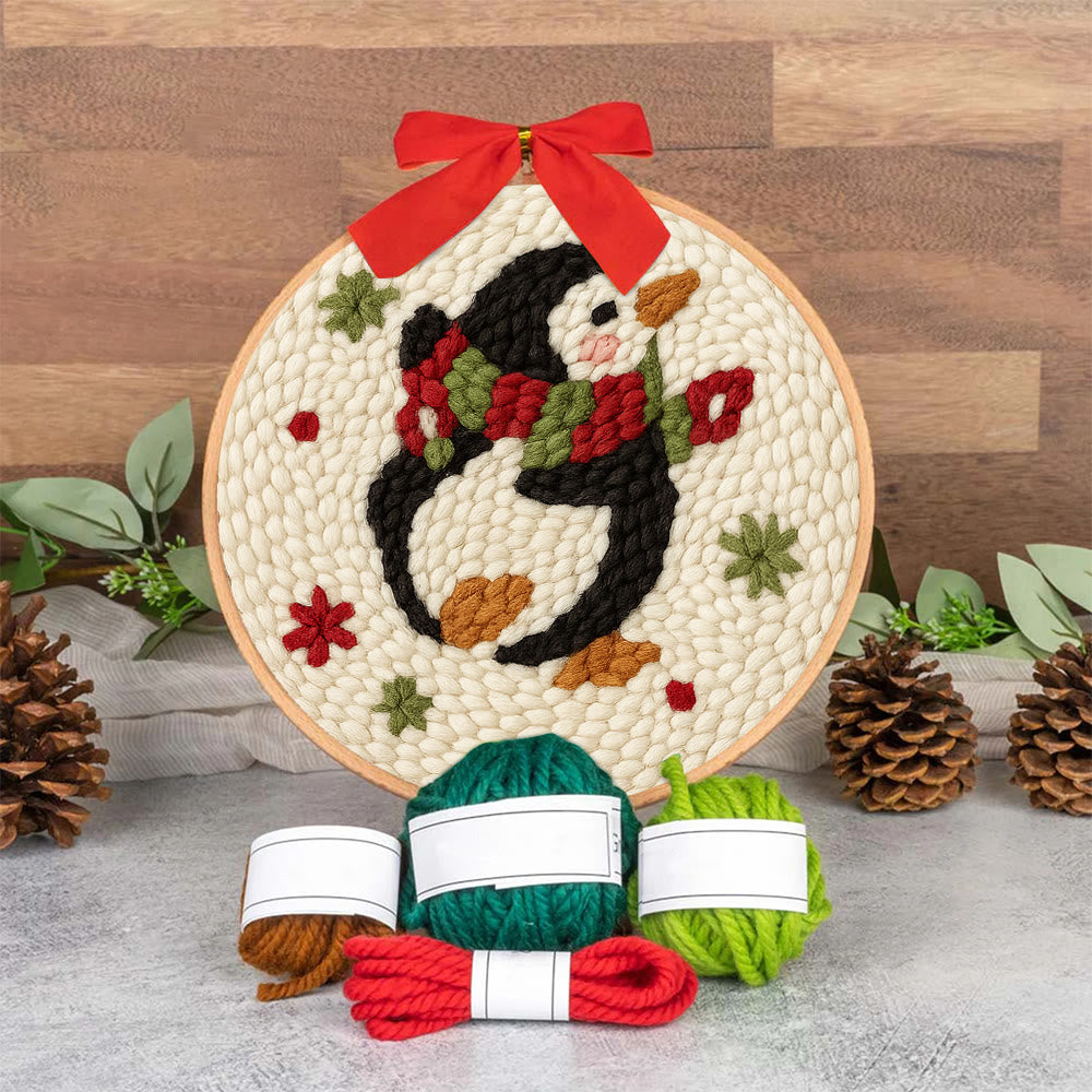 Cute Penguin Punch Needle Kit - Christmas Tree Hanging Craft | Nice Handmade Christmas Gifts For Child - image 7