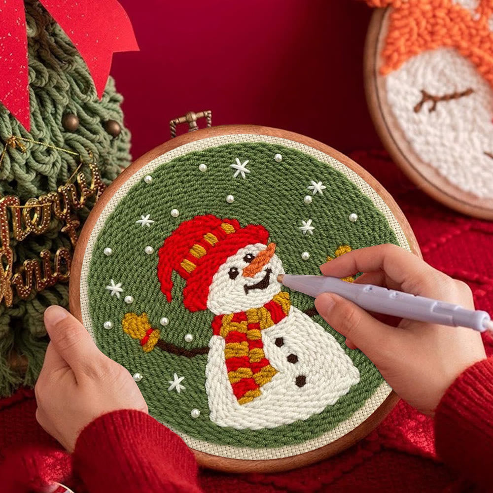 Happy Snowman Punch Needle Kit - Christmas Tree Ornament | Nice Christmas Gifts  - image 4