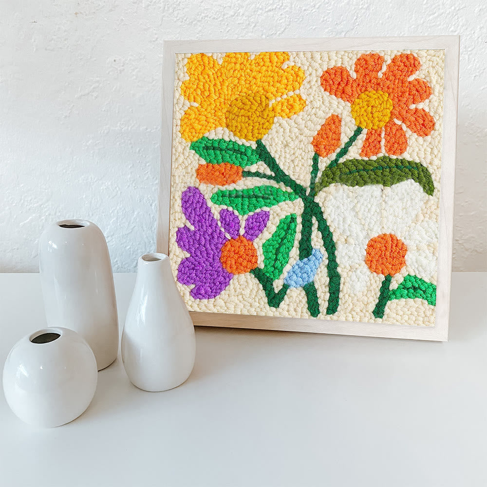 Stunning Flower Square Punch Needle Kit - Decorative Handmade Craft | Diy Floral Gifts - image 3