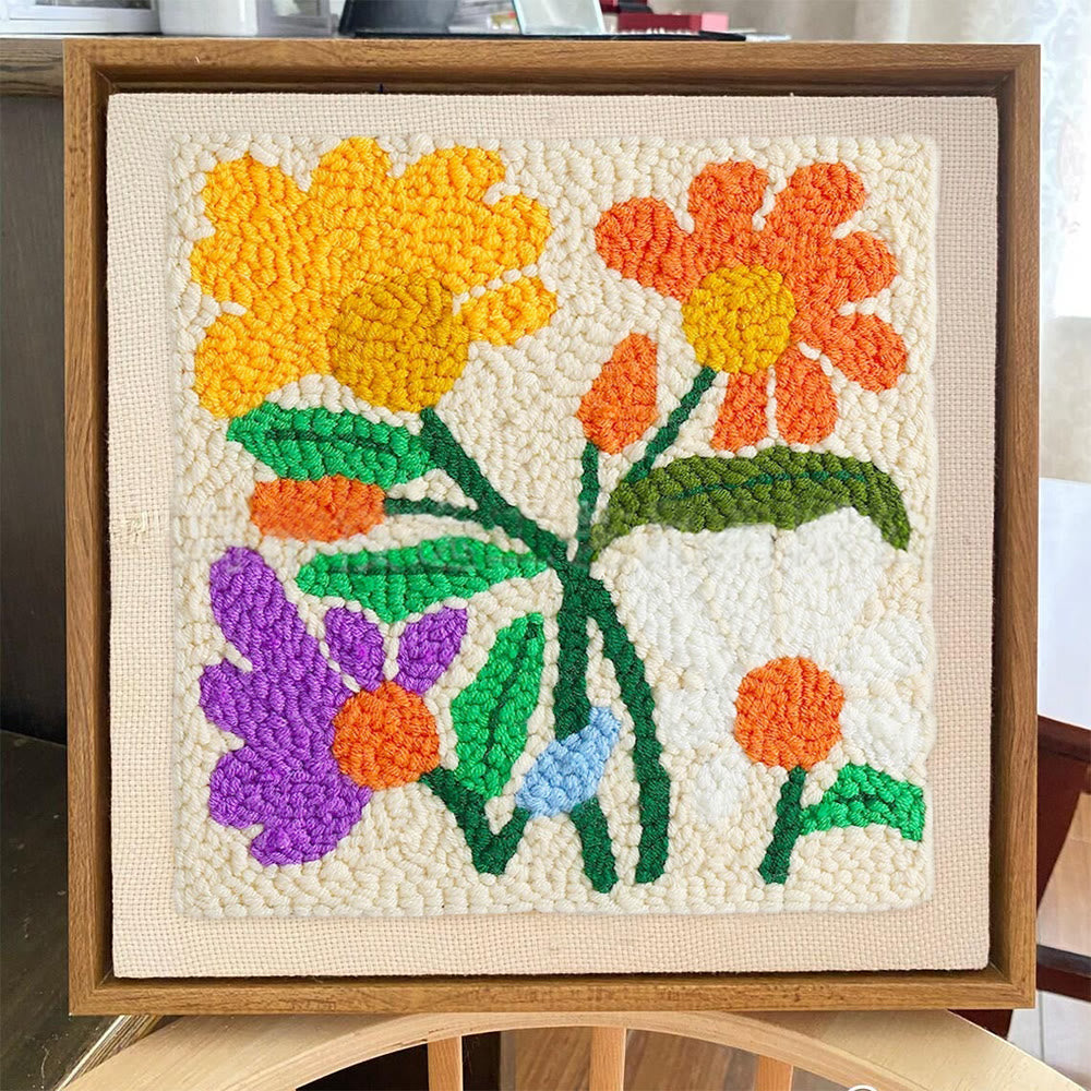Stunning Flower Square Punch Needle Kit - Decorative Handmade Craft | Diy Floral Gifts - image 5