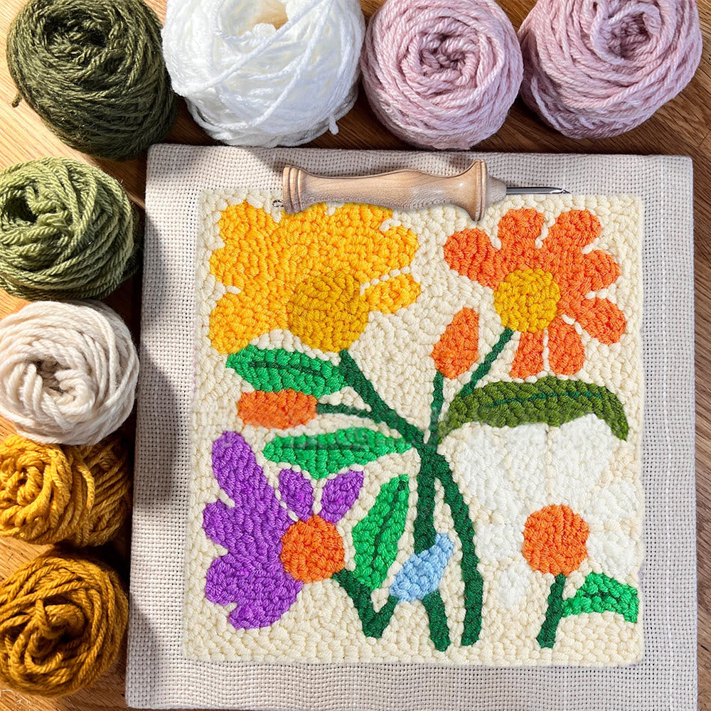 Stunning Flower Square Punch Needle Kit - Decorative Handmade Craft | Diy Floral Gifts - image 9