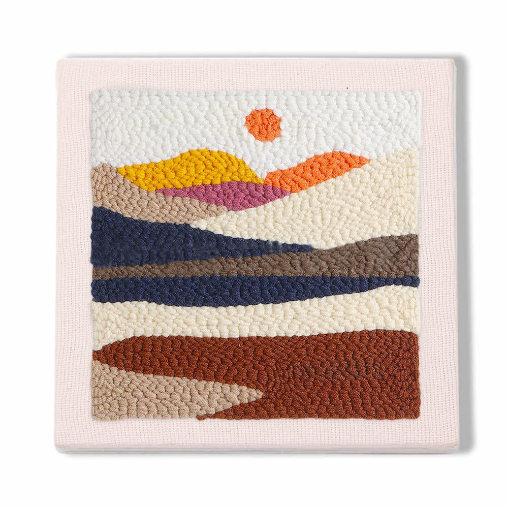 Desert Sunrise Square Punch Needle Kit - Beautiful Landscape Craft | Easy Needlework For Beginner - 25*25 - image 1