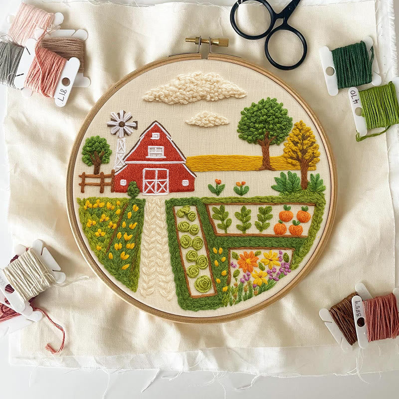 Rubbyoo Embroidery Kit - Red House Farm | Landscape Handmade Collection | Diy Home Decor - image 2